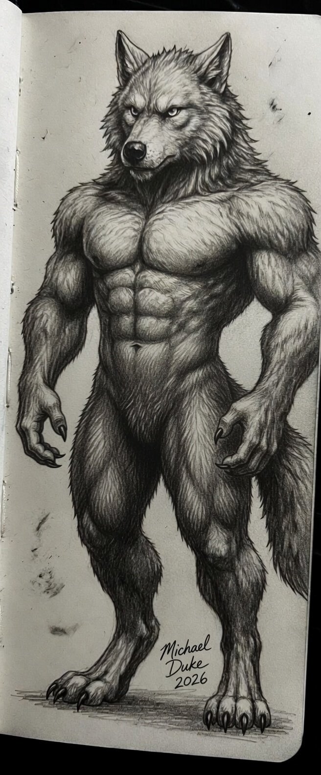 Werewolf2, an in-progress oak sketch by Michael Duke — not for sale